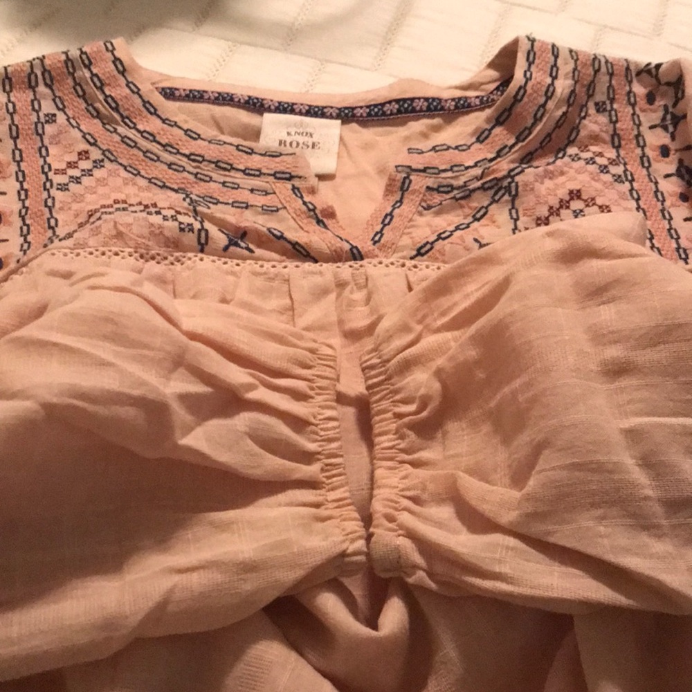 3/4 sleeve gauzy embroidered blouse by Knox Rose
